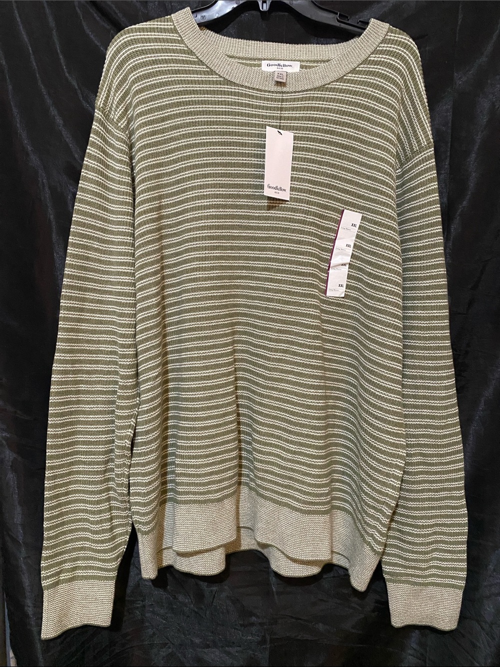 Goodfellow & Co Olive and Cream Striped Crewneck Sweater